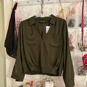 New York & Company Dark Green Blouse